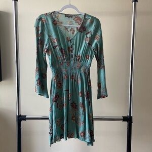 Small blue floral long sleeve dress